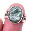 Natural Seraphinite Gemstone 925 Solid Silver Jewelry Two Tone Ring S.6.5US Y2K80