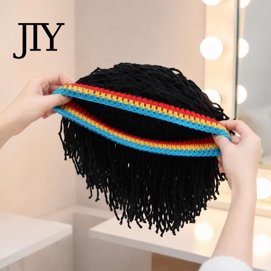 Unisex Dreadlock Hood Hip Hop Style Hat, One-Piece Wig Knit Boys And Girls Street Dreadlocks Cap, Music Festival Hat for Parties Festivals Halloween