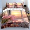 Pink tulips with sunset. Bedding sets Duvet cover sets Duvet covers Pillowcases(1*Duvet Cover 2*Pillowcases without duvet insert)