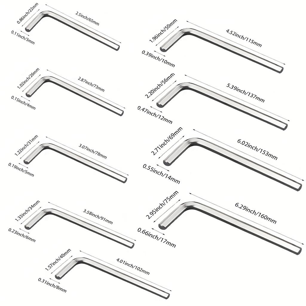 7PC 3/4/5/6/8/10/12mm Wrench Kit Portable Tool Set Portable Inner Hexagonal Wrench L-shaped Nut Wrench New