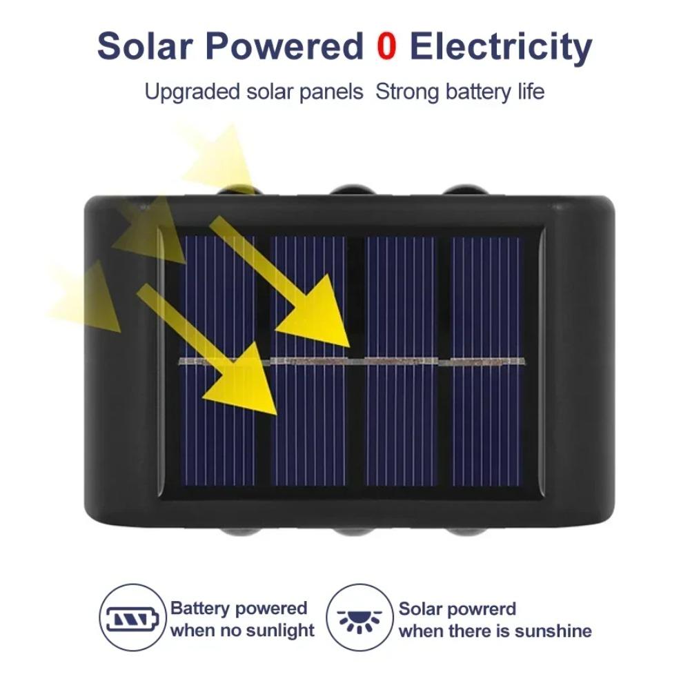 Outdoor 6/8/10 LED Solar Garden Light Solar Wall Lamp Up And Down Luminous Waterproof Solar Powered Wall Washer Light Yard Street Decor