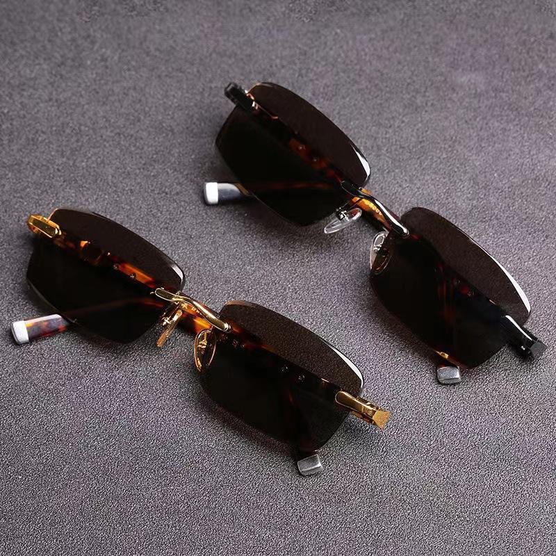 Crystal Glasses Men'S Pure Natural Crystal High-End Frameless Rough Stone Sunglasses Genuine Cool Eye Protection Men'S Stone Glasses