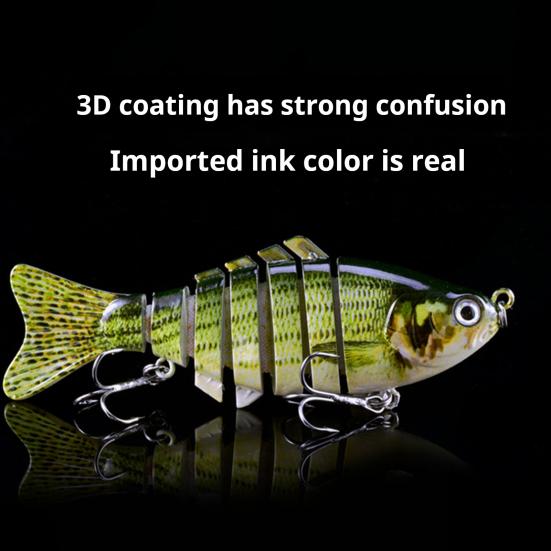 10CM/15.3G многосочлененная рыболовная приманка с крючками, реалистичная 7-секционная пластиковая искусственная приманка для пресноводной и соленой рыбалки