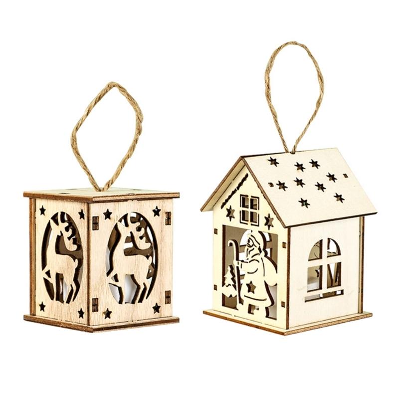 Christmas Wooden House Decoration With Warm LED Light Illuminated Cottage Ornament For Seasonal Display