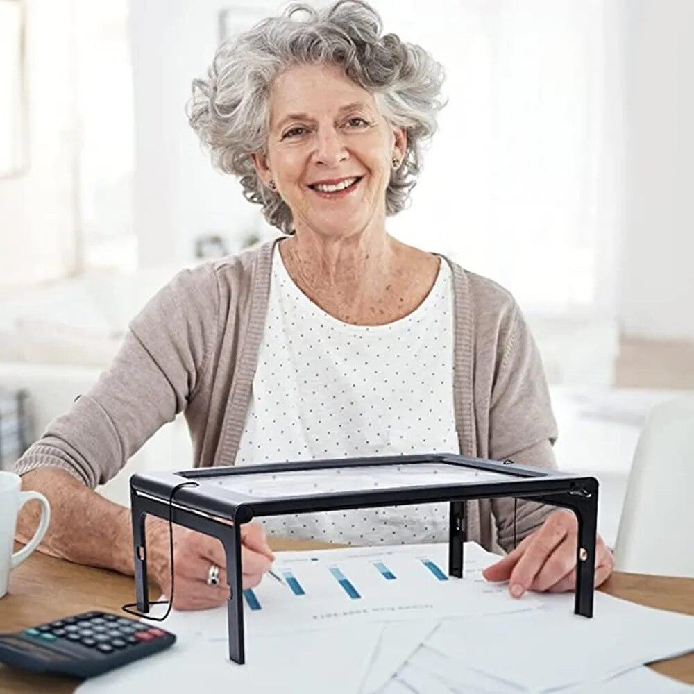 Лупа для чтения формата А4 3X, большая, на всю страницу, со светодиодной подсветкой, складная, настольная, для пожилых людей с плохим зрением, для чтения книг
