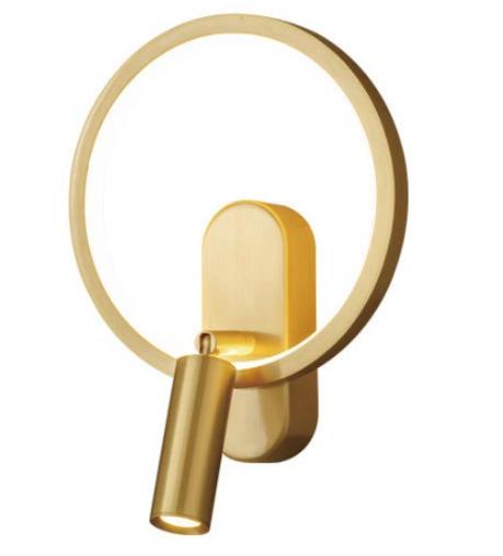 Elyptica - 26 cm round LED wall lamp 10W brass