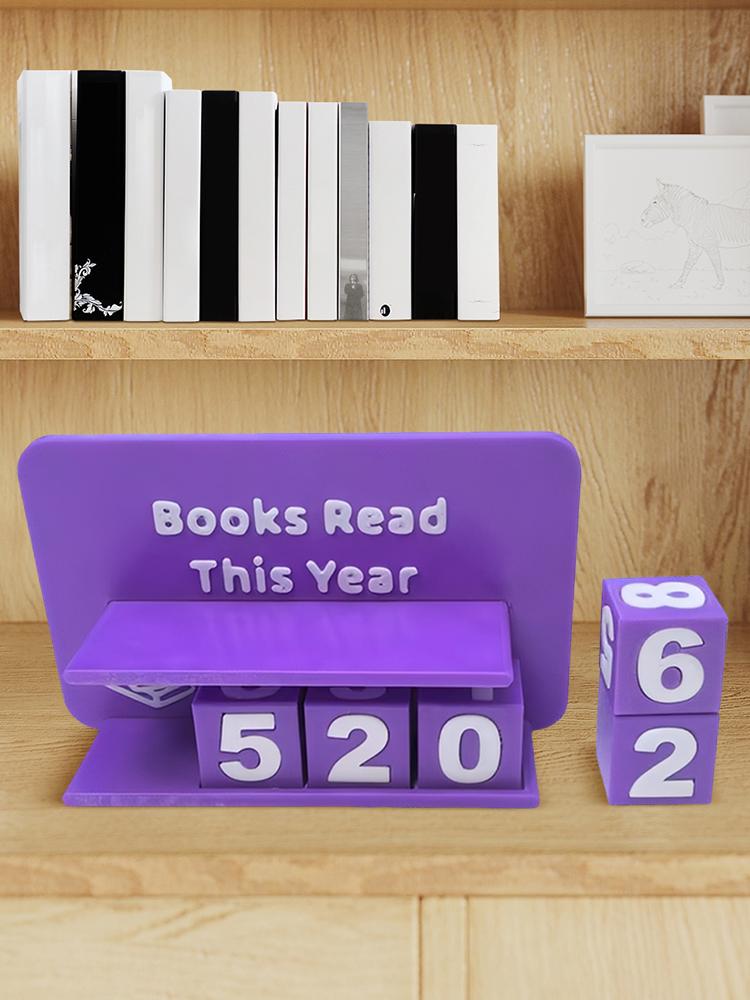 Books Read This Year Book Read Tracker 3D Printed Library Decor Ornament Wear Resist Book Counter Sign Sign Up To 999 Books