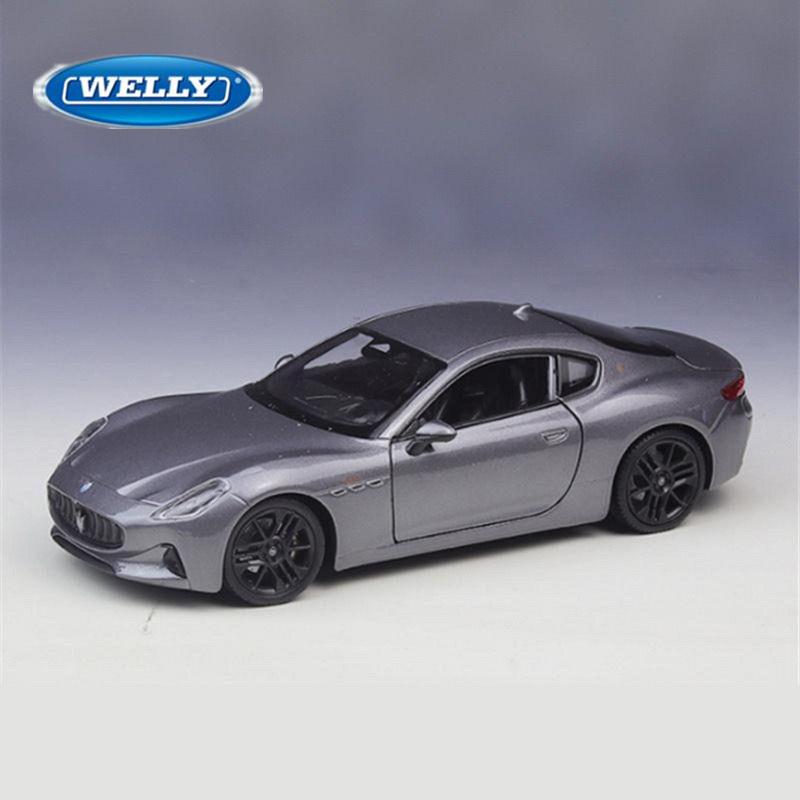 Welly 1/24 2023 Maserati Granturismo Folgore Coupe Alloy Sports Car Model Diecasts Metal Racing Car Vehicles Model Kids Toy Gift