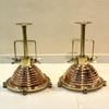 Nautical Marine Wiska Brass, Copper Fluted Cargo Pendant Light Set of 2 Pieces