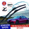 For Alfa Romeo Giulia 952 2015-2019 Car Windshield Wiper U-type Soft Rubber Frameless Bracketless Car Wipers 24"+18"