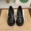 Маленькие кожаные туфли женские в британском стиле, одинарные туфли 2025 года, новые осенние туфли на платформе, французские мокасины с мягкой подошвой, модные универсальные одинарные туфли
