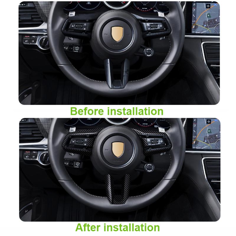 For Porsche Cayenne Panamera Macan 718 911 2006-2024 2023 2022 2021 Carbon Fiber Texture Steering Wheel Panel Frame Cover Trim