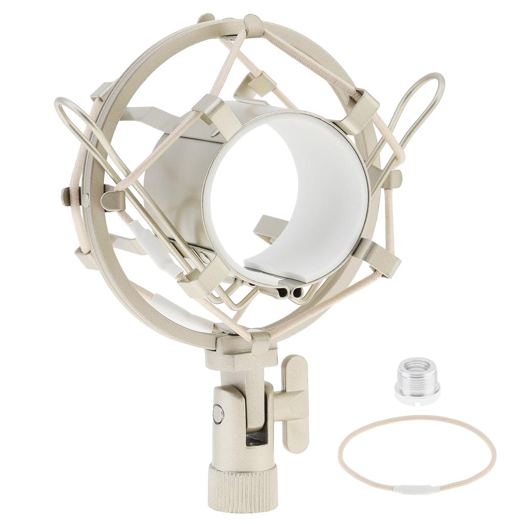 Anti Vibration Suspension Microphone Shock Mount Universal 46-50mm Diameter Condenser Mic Includes Screw Adapter Elastic Band Studio Recording