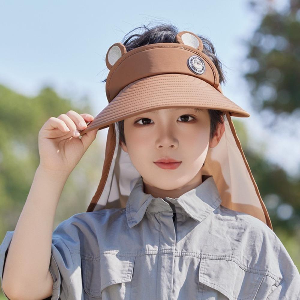 Quick Dry Kids Shawl Sun Hat Removable Baby Sun Protection Hat Fashion Cartoon Empty Top Hat Girls