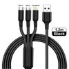 1-4Pcs 3 In 1 USB Charger Fast Charging Cable Type C Micro IOS Multi Charger Cable for iPhone Huawei Samsung Nylon Braided Cord