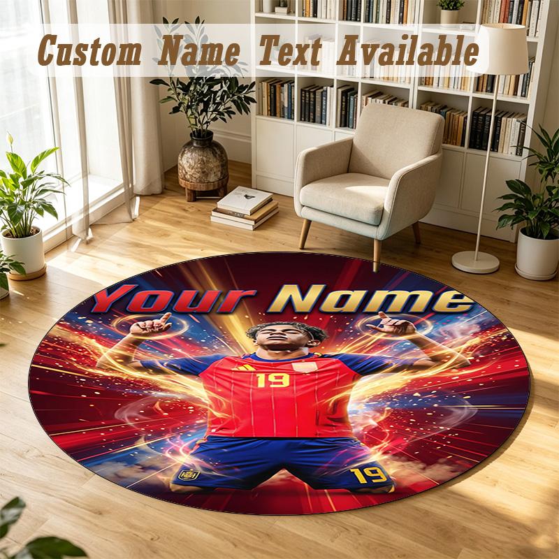 Round Rug Custom NameLamine Yamal Pattern Non Slip Carpet Home Floor Decor