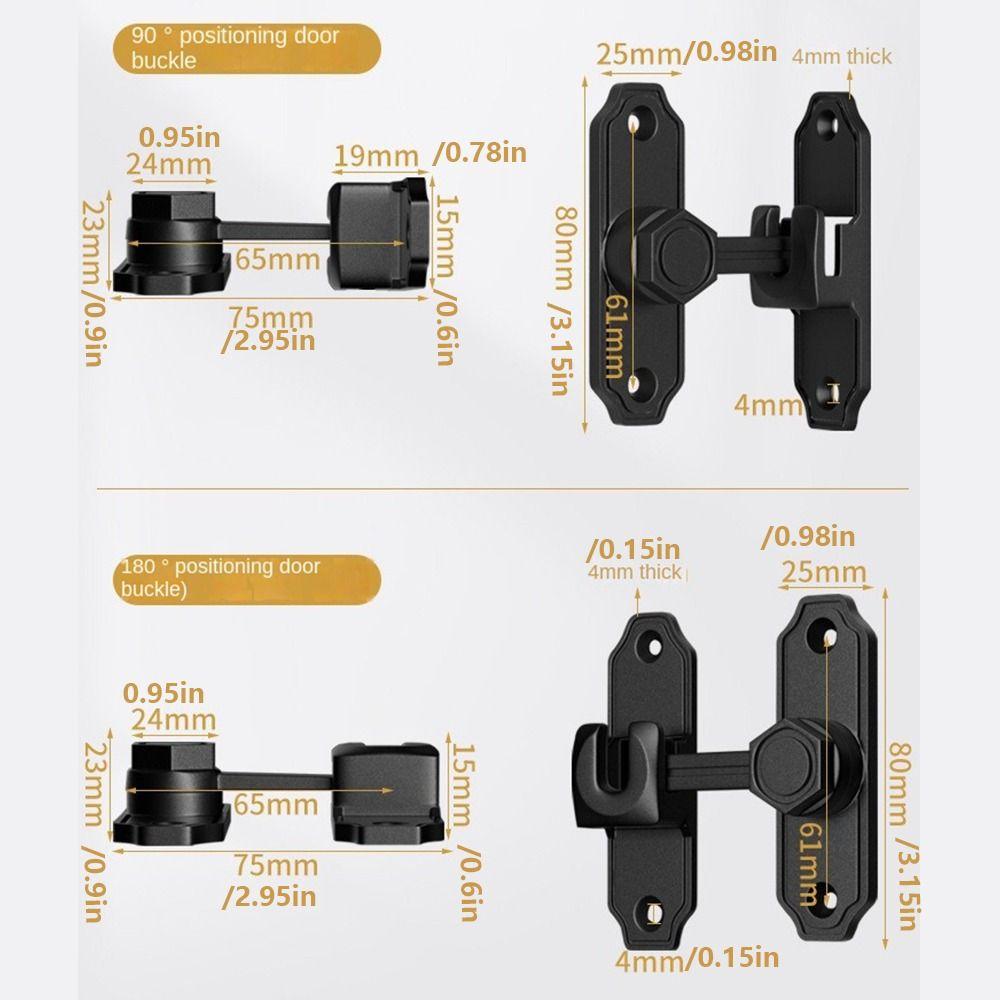 Anti-theft Luminous  Door Buckle 90 180 Degree Door Hasps Protable Door   Catch Bolt  Bathroom