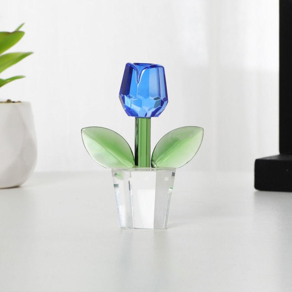 Резные хрустальные статуэтки подсолнуха, милая статуэтка букета тюльпанов, хрустальные украшения в виде тюльпанов, декор для стола