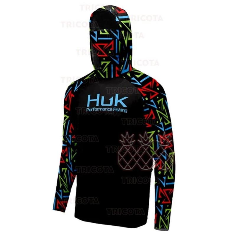 Mens Quick-Dry UV Protection Hooded Fishing Long Sleeve Shirt Outdoor Summer Sports Cycling Apparel