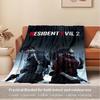 Для Resident Evil 2, Фланелевое одеяло в тематике Леона Кеннеди, Клэр Редфилд, Стиль Glam, Цифровая печать, Комфорт на все сезоны, Износостойкое, Вязаное