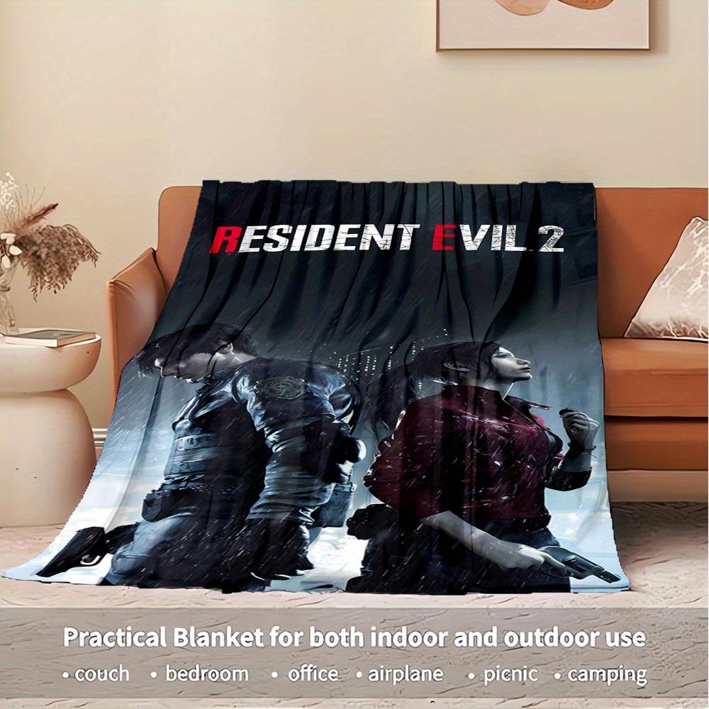 Для Resident Evil 2, Фланелевое одеяло в тематике Леона Кеннеди, Клэр Редфилд, Стиль Glam, Цифровая печать, Комфорт на все сезоны, Износостойкое, Вязаное