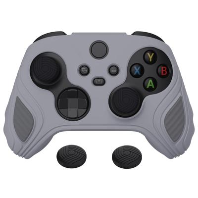 Силиконовый чехол PlayVital для Xbox Series, мягкий резиновый чехол для Xbox Core с защитой для большого пальца, версия Metallic Gray Dark, двухцветный, противоскользящий, X/S