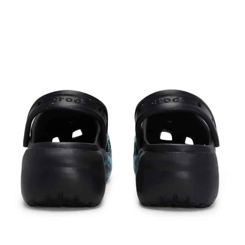 Crocs Классические сабо на платформе 811 Производство Блуждающая сцена Специальная обувная коробка Брызги чернил Техно-чувственные перфорированные туфли Женские Черные Тиффани