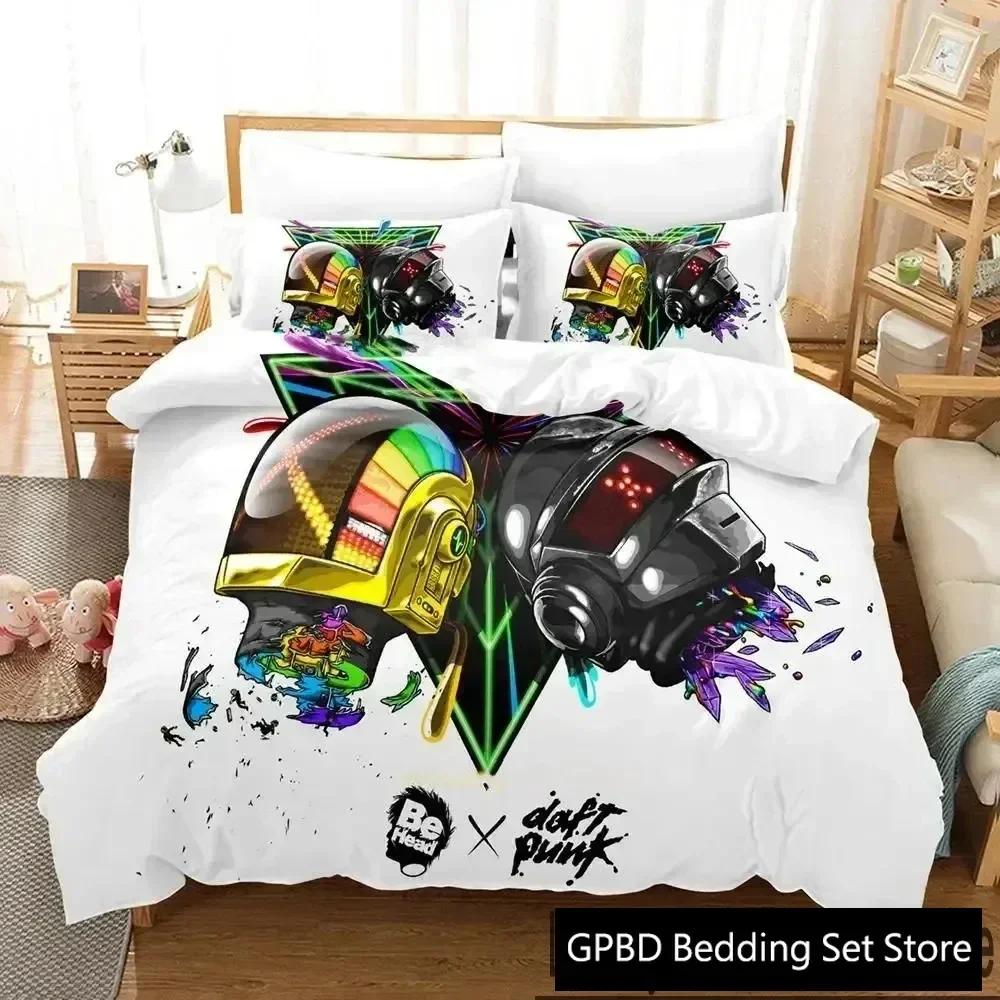 Luxury New 3D Print Daft Punk Bedding Set Duvet Cover Bed Set Quilt Cover Pillowcase King Queen Size Boys Adult Bedding Set