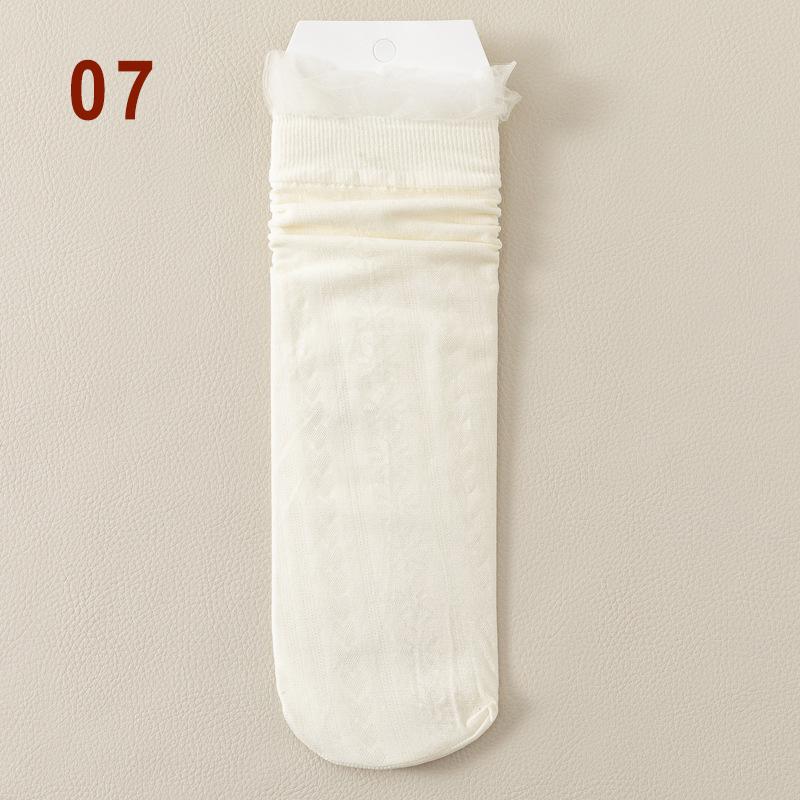 Женские милые сетчатые носки с оборками, шелковые носки с милым фруктовым узором, прозрачные, тонкие, модные, забавные