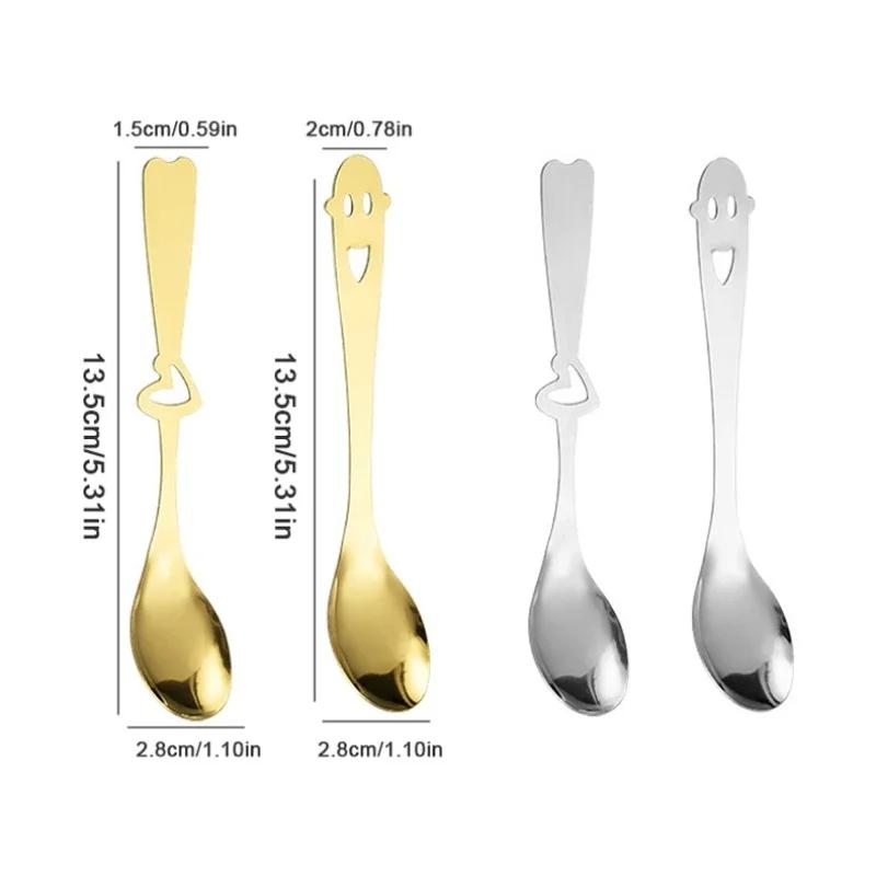 Кофейная ложка из нержавеющей стали с полым сердцем и смайликом, ложка для мороженого, свадебный сувенир, подарки для дома, кухни, детей