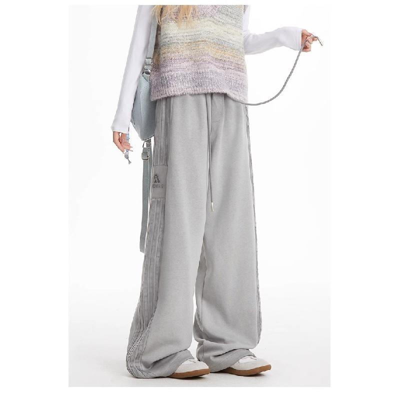New street dance striped sports pants for women 2026, jazz dance long pants, wide-leg straight pants