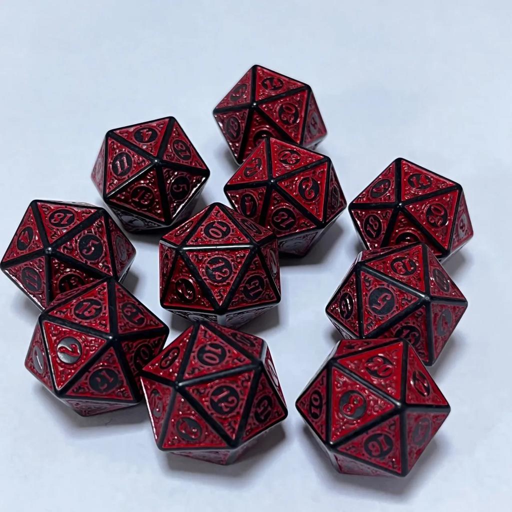 10pcs/lot Polyhedral Dice 20 Sided Vintage Digital Dice Set D4 D6 D8 D10 D12 D% D20 for TRPG Entertainment Party Board Game Dice