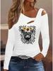 Fashion Painting Blouses Long Sleeved T Shirts Casual Skirt Tops