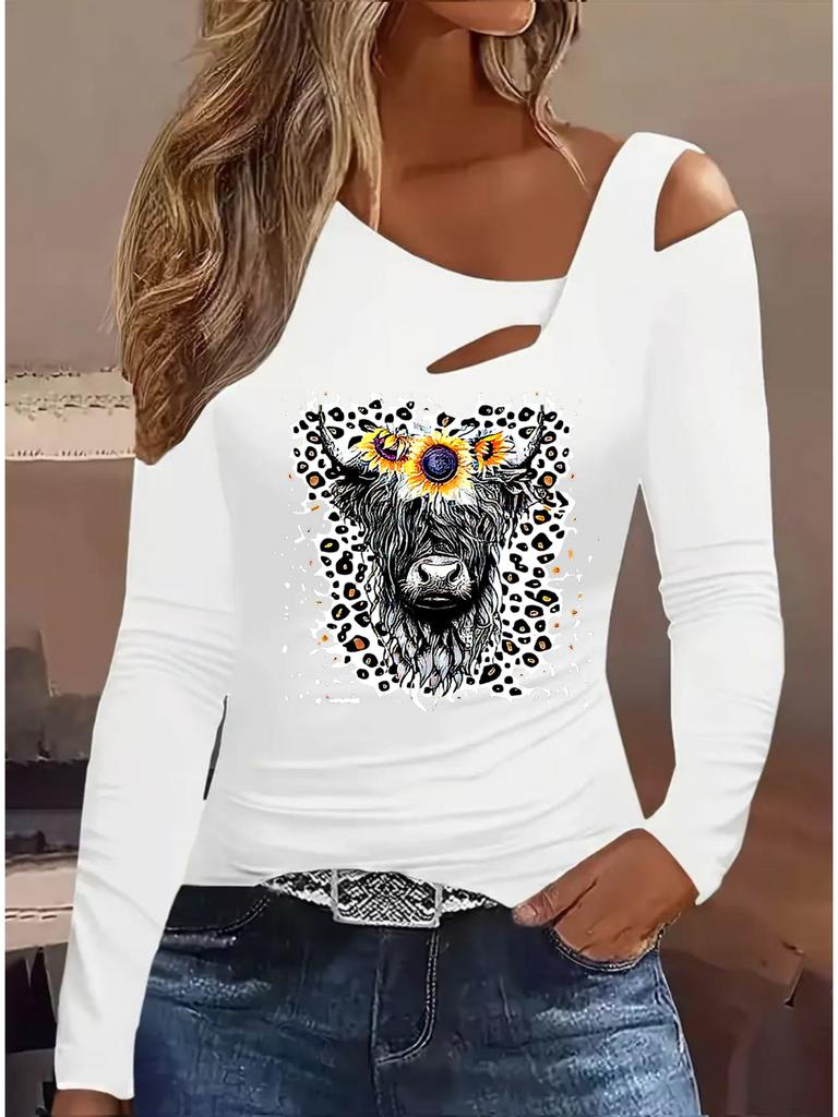 Fashion Painting Blouses Long Sleeved T Shirts Casual Skirt Tops