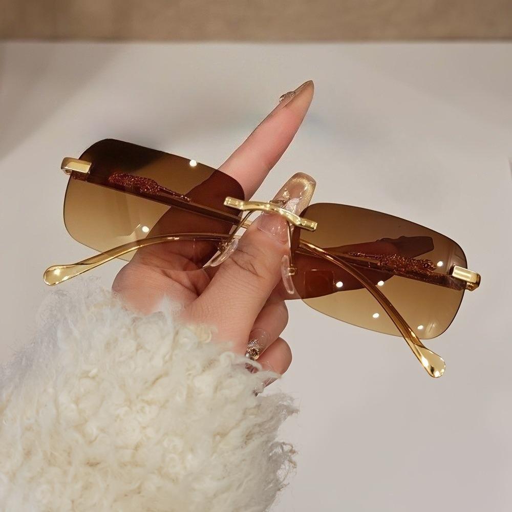 Simple Retro Style Chic Frameless Fashionable Glasses Suitable for Men and Women To Wear