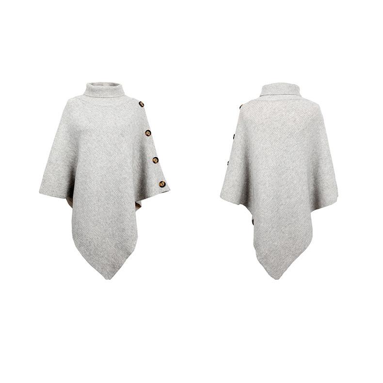 Autumn and Winter Women Solid Loose Bat Sleeve Cross Border Cloak Cardigan Knitwear O-Neck Sweater