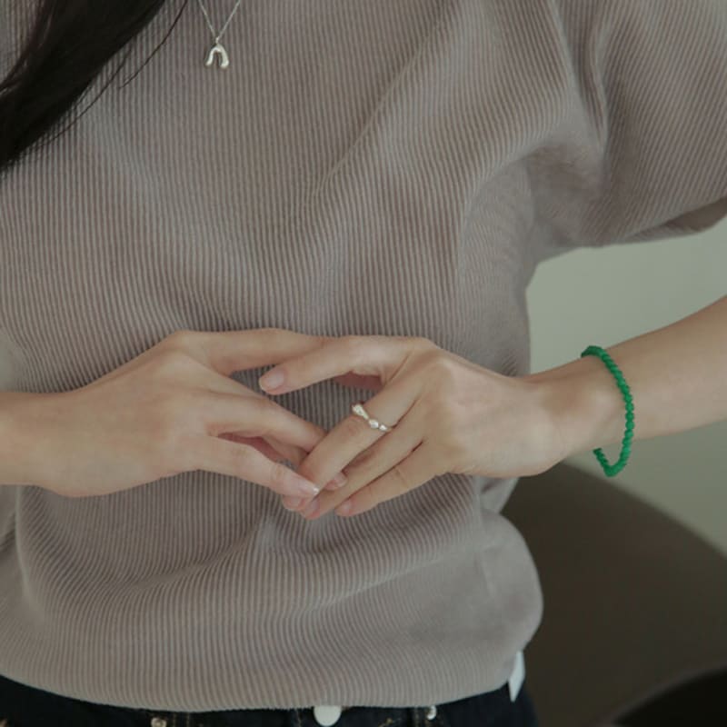 modernlike silver ball natural gemstone bead onyx bracelet coordination black green
