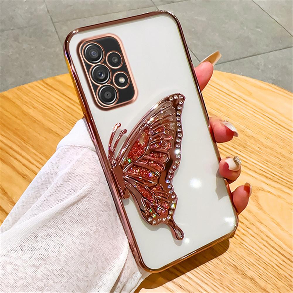 Блестящий Глиттер Милый 3D Бабочка Жидкий Песок Чехол для Телефона Для Samsung A52 A50 A32 A22 A12 A31 A70 A51 A30 A71 A72 Мягкий Чехол с Покрытием