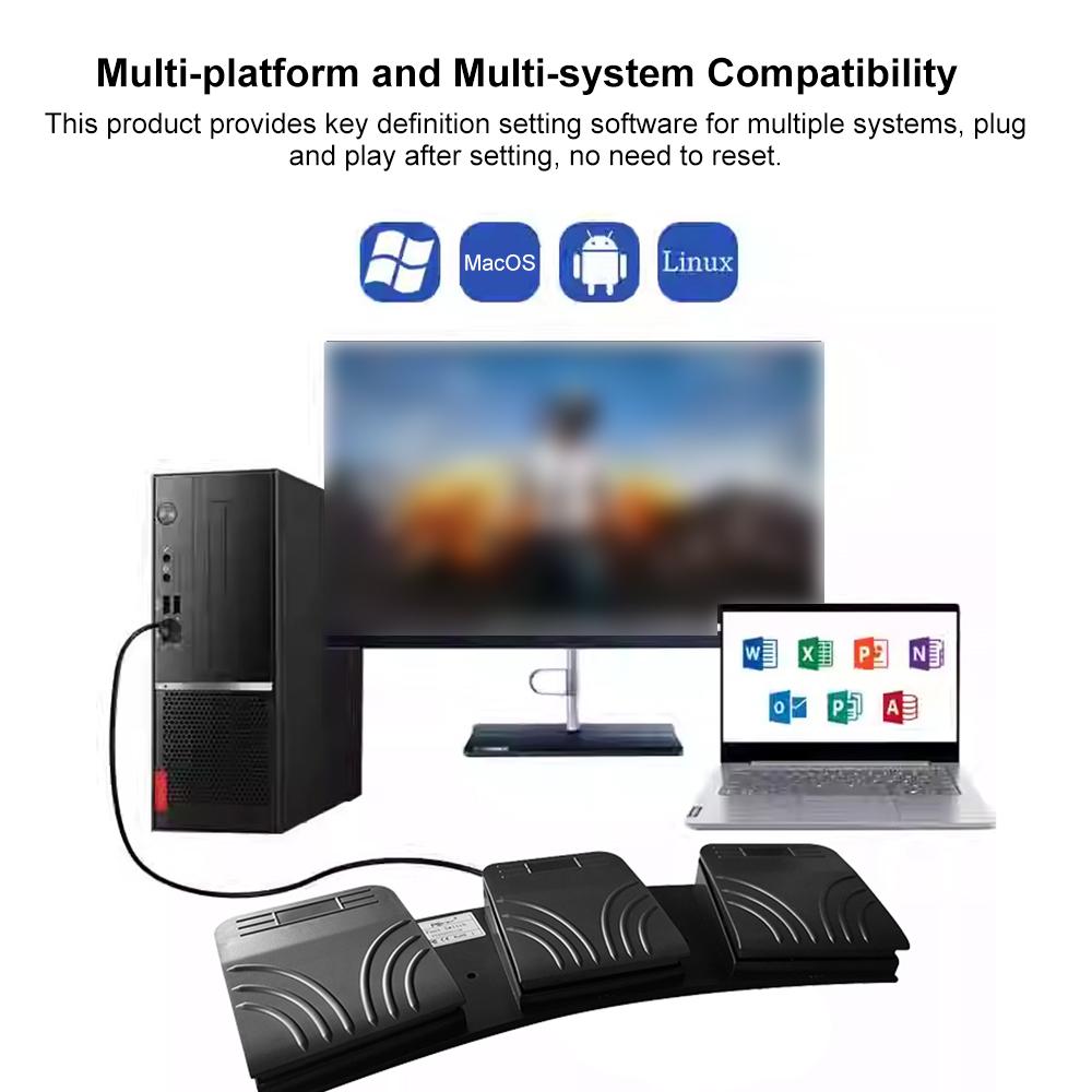 USB Ножная педаль Универсальная клавиша управления Настраиваемая педаль действия компьютерной клавиатуры для медицинских устройств и инструментов