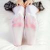 White&Pink Japanese Style Women Anime Cosplay Pantyhose Long Tube Socks Stockings Cat Paw Printed