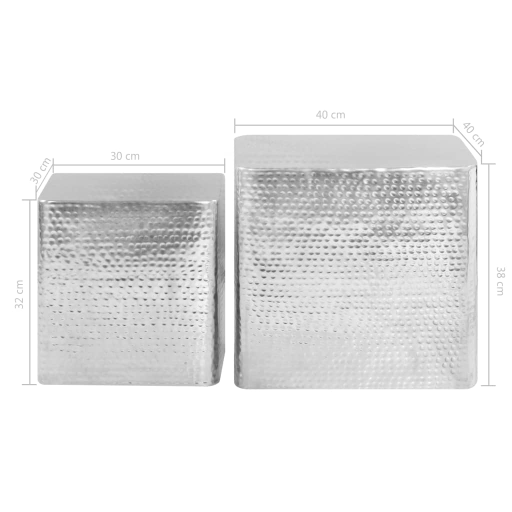 Coffee Tables 2 pcs Silver Aluminum