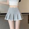 Cute Pleated Skirt for Women Summer Solid High Waist A-line Shorts Lace Stitching Mini Skirt Y2k Vintage Clothing