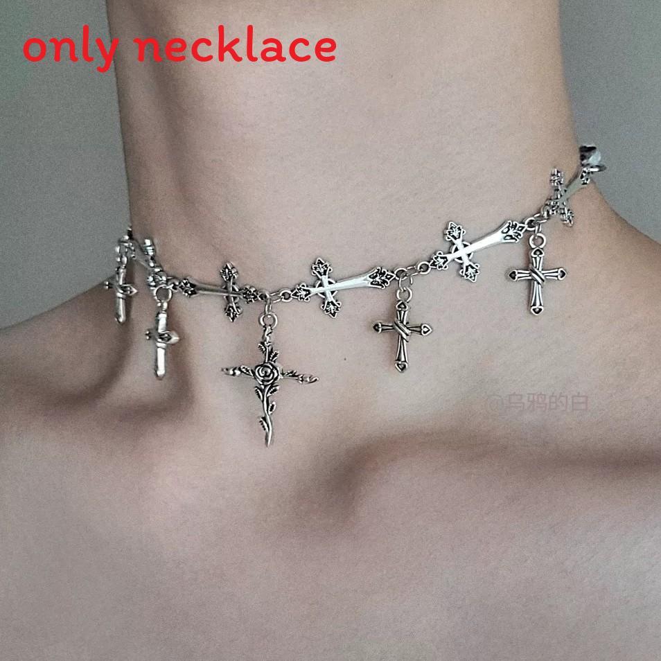 Gothic Style Alloy Cross Choker Necklace With Geometric Design For Women