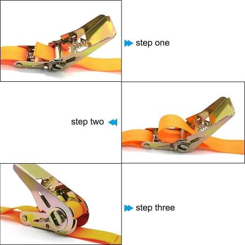 Set of 4 25mm Wide X 5m Long Lashing Belts, Ratchet-Type Cargo Tie-Down Belts, Multi-Purpose Cargo Tie-Down Straps, Earthquake Preparedness Supplies