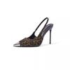 Summer High Heels Women's Leopard Print Sandals Fashion Pointy Sexy Personality Ladies Elegant PROM Women's High Heels