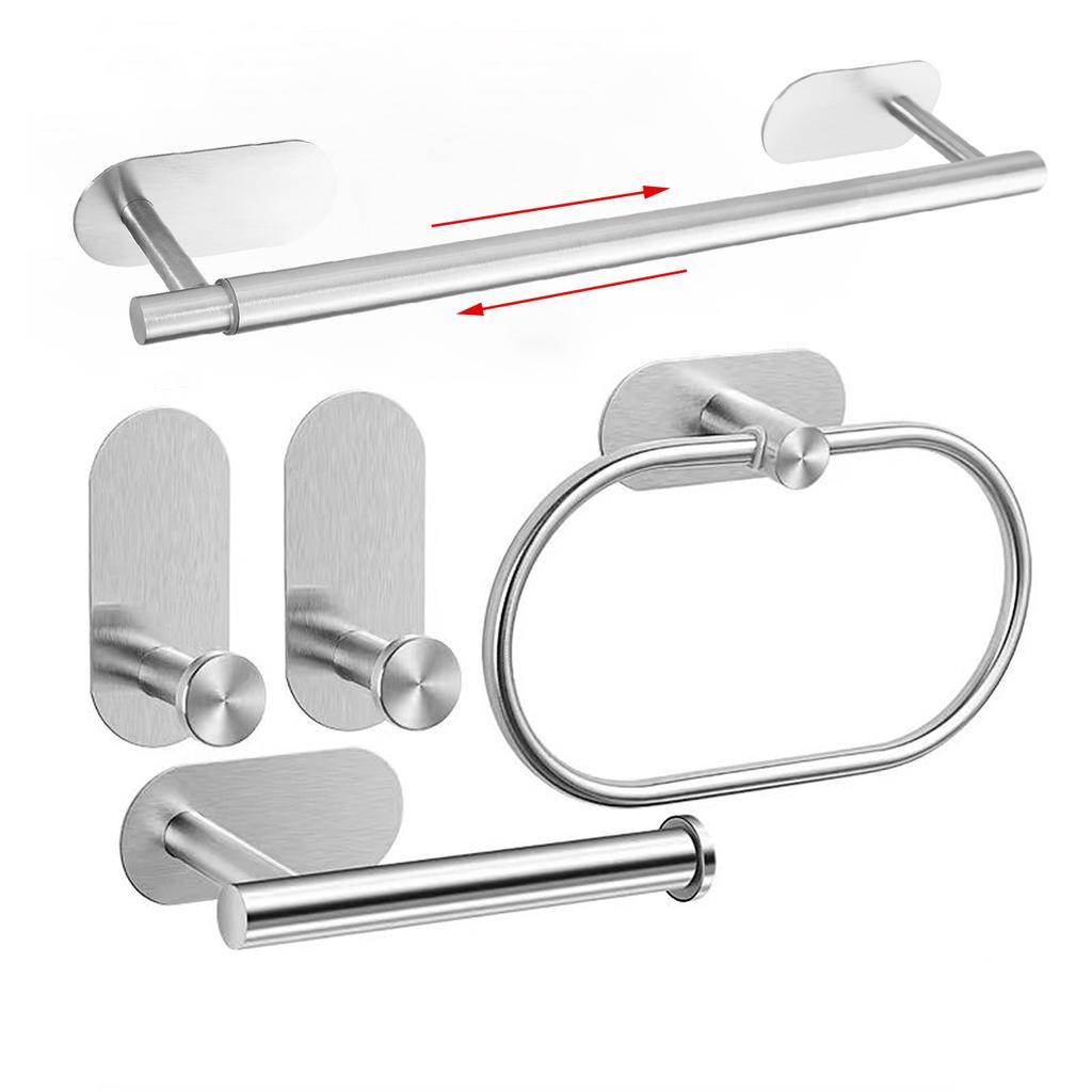 Комплект фурнитуры для ванной из нержавеющей стали, держатель для полотенец без сверления, самоклеящийся держатель для туалетной бумаги, крючок для халата, аксессуары для ванной комнаты
