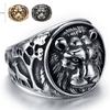 Fashion Cool Mens Round Lion Head Domineering Signet Ring