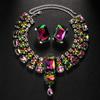 Colorful Jewelry Set Square Earrings Multi-layer Water Drop Collarbone Chain Jewelry Jewelry Set