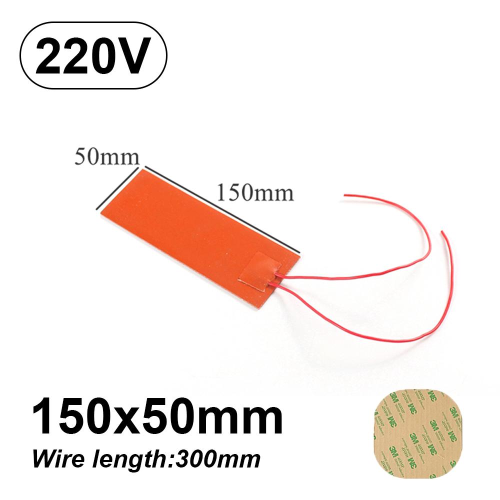 12V 220V Silicone Rubber Heating Pad Flat Heater Band Square Heated Bed Flexible Waterproof 3D Printer Glue Sticker Adhesive