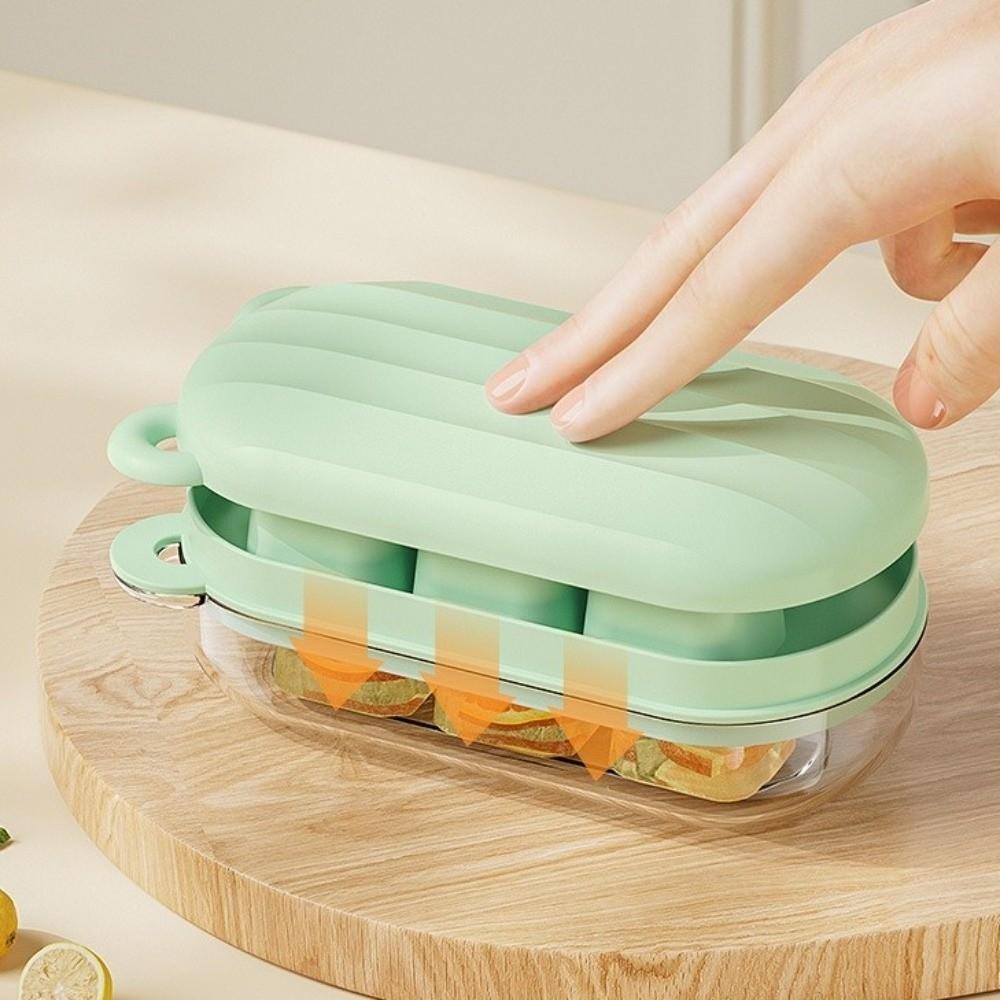 with Cover Little Bear Ice Grid Food Grade Press Ice Cube Box Silicone Ice Cube Mold  Summer
